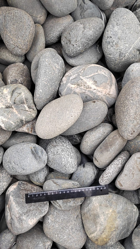 Kamenclub.ru: Галька речная окат (темно-серая) фр. 70-150 мм. купить  в Красноярске галька речная темно-серая, синяя, серая речная галька округлая  8000 руб/т   фото КАМЕНЬ КЛУБ