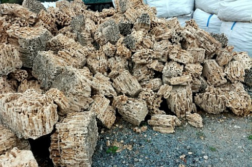 Kamenclub.ru: Крымский природный меотис фр. 100-500 мм.  купить в Красноярске меотис бежевый рыжий молочный желтый ракушечник 4 500 руб/т   фото КАМЕНЬ КЛУБ