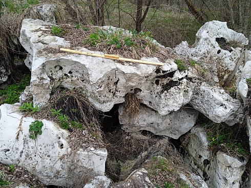 Kamenclub.ru: Выветренный известняк со мхом фр. 100-500 мм.  купить в Красноярске известняк серый белый зеленый валун известняковый крупный 10000 руб/т   фото КАМЕНЬ КЛУБ