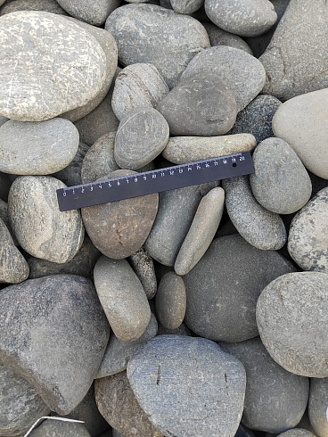 Kamenclub.ru: Галька речная плоская (ассорти) фр. 70-150 мм. купить  в Красноярске галька галечник серый белый темно-серый синий светло-серый плоская природная галька  9000 руб/т   фото КАМЕНЬ КЛУБ